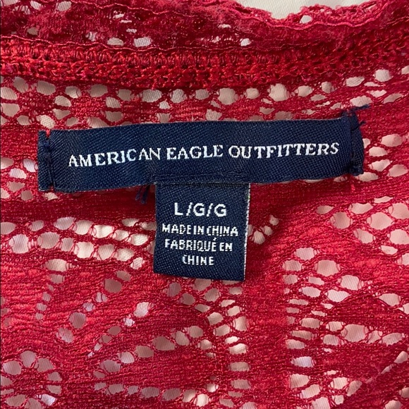 American Eagle red lace blouse - Picture 3 of 5